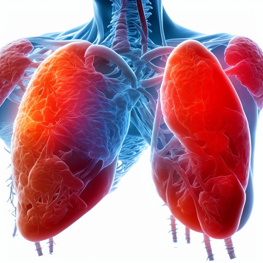 Rheumatoid lung disease with rheumatoid arthritis of right knee digital illustration