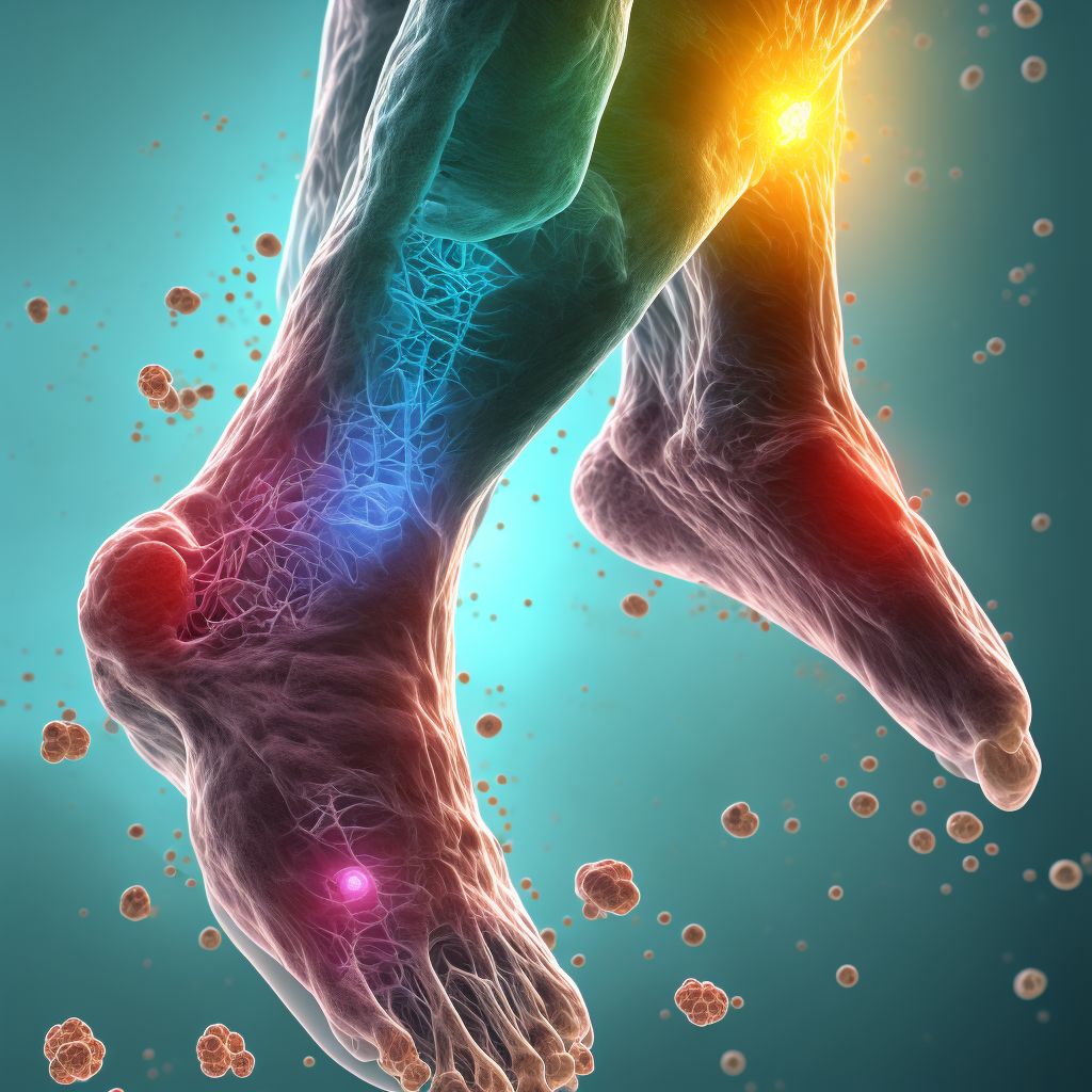 Rheumatoid lung disease with rheumatoid arthritis of left ankle and foot digital illustration