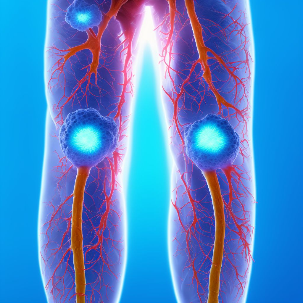 Rheumatoid vasculitis with rheumatoid arthritis of unspecified knee digital illustration