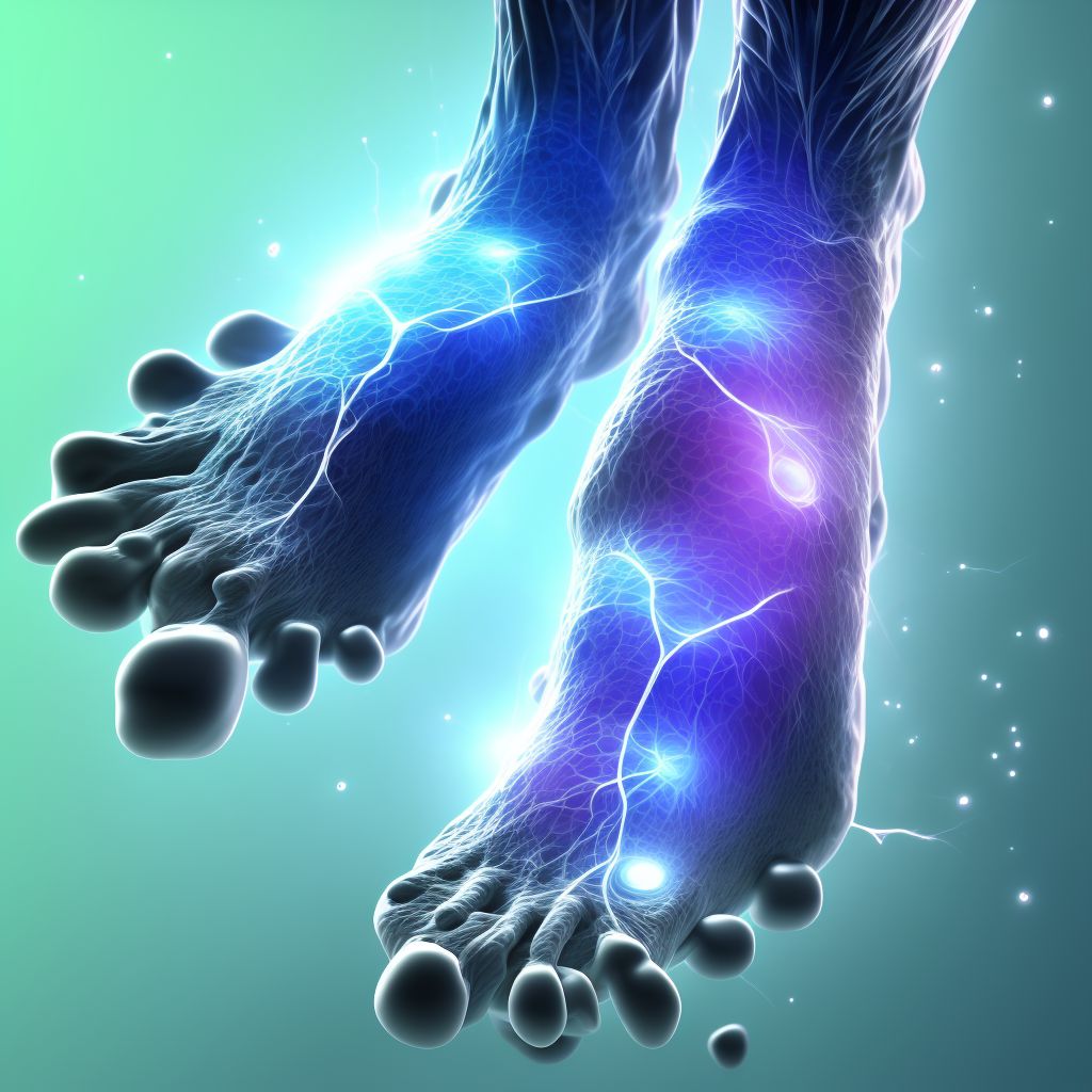 Rheumatoid vasculitis with rheumatoid arthritis of left ankle and foot digital illustration