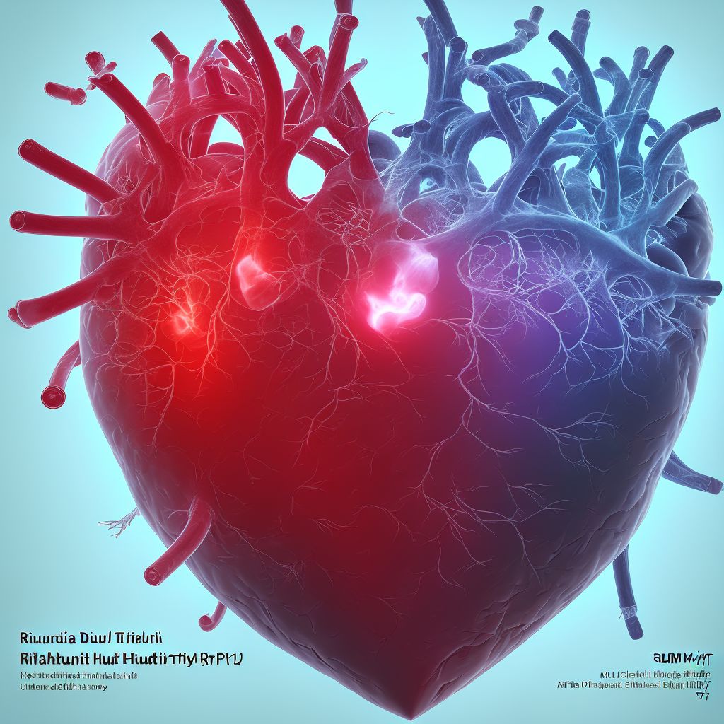 Rheumatoid heart disease with rheumatoid arthritis of unspecified hand digital illustration