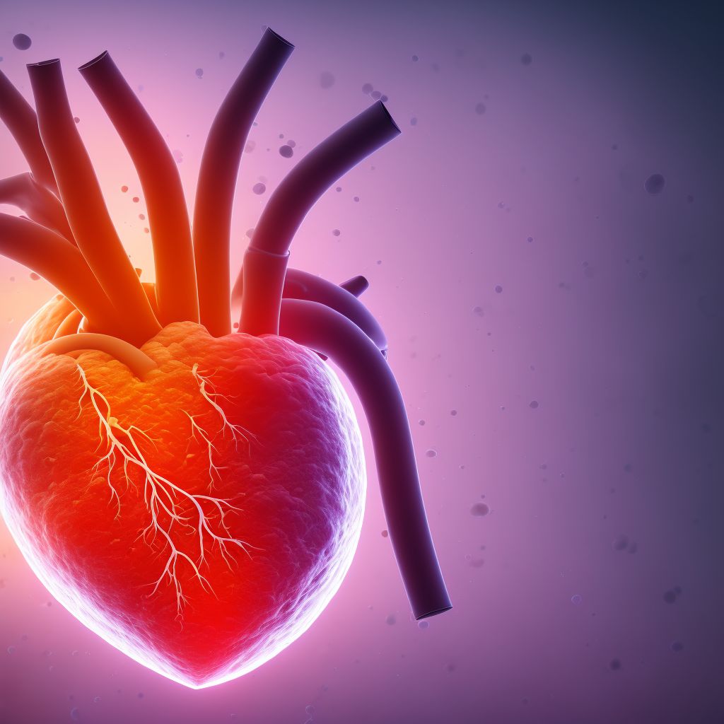 Rheumatoid heart disease with rheumatoid arthritis of unspecified knee digital illustration