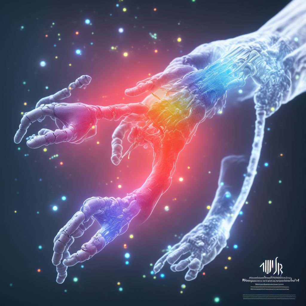 Rheumatoid myopathy with rheumatoid arthritis of unspecified wrist digital illustration