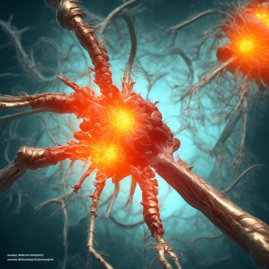 Rheumatoid myopathy with rheumatoid arthritis of unspecified knee digital illustration