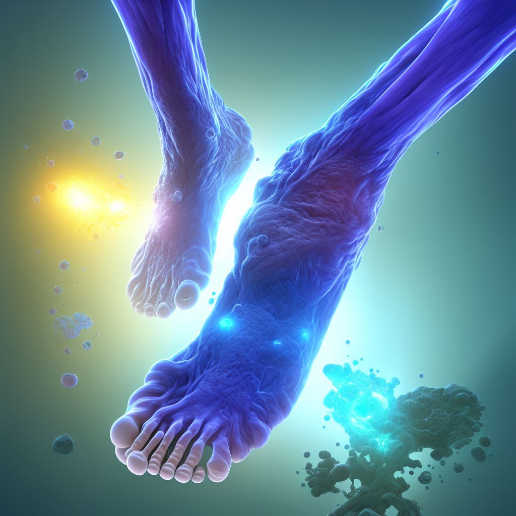 Rheumatoid myopathy with rheumatoid arthritis of left ankle and foot digital illustration