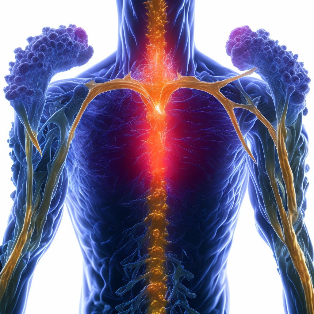 Rheumatoid polyneuropathy with rheumatoid arthritis of right shoulder digital illustration