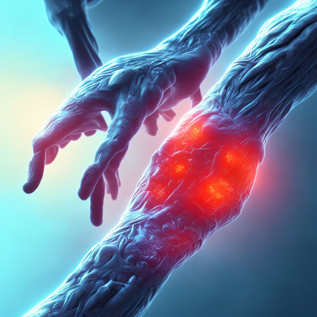 Rheumatoid polyneuropathy with rheumatoid arthritis of right wrist digital illustration