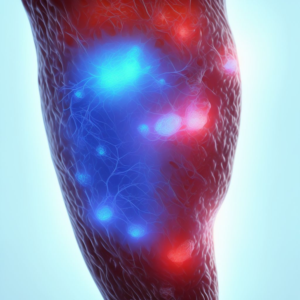 Rheumatoid polyneuropathy with rheumatoid arthritis of left knee digital illustration