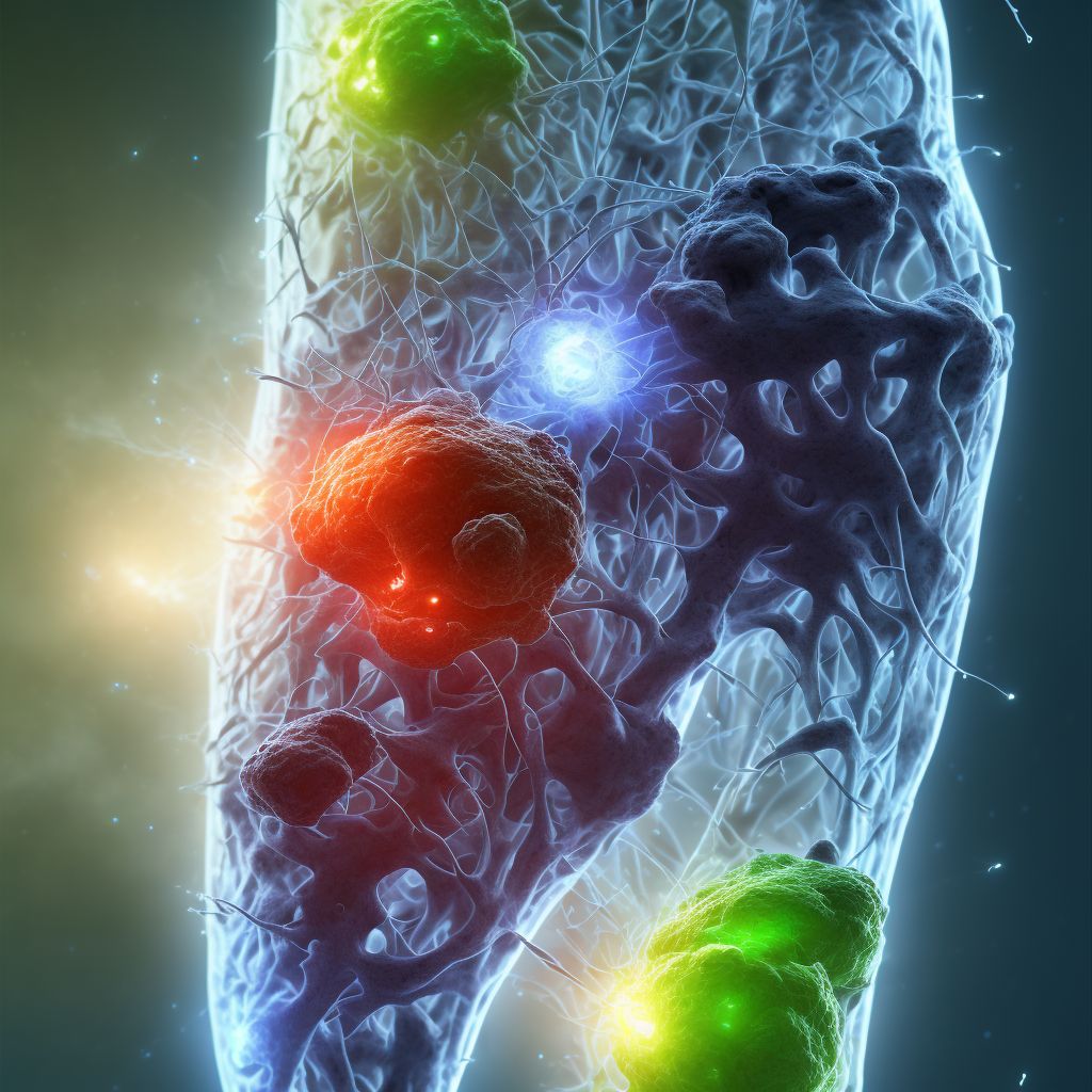 Rheumatoid polyneuropathy with rheumatoid arthritis of unspecified knee digital illustration