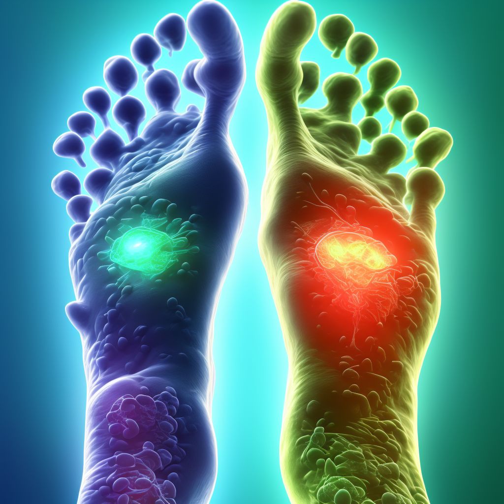 Rheumatoid polyneuropathy with rheumatoid arthritis of unspecified ankle and foot digital illustration