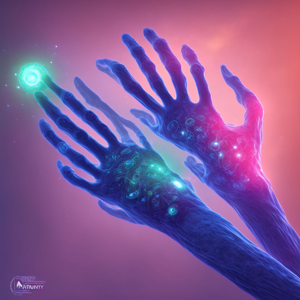 Rheumatoid arthritis of unspecified wrist with involvement of other organs and systems digital illustration