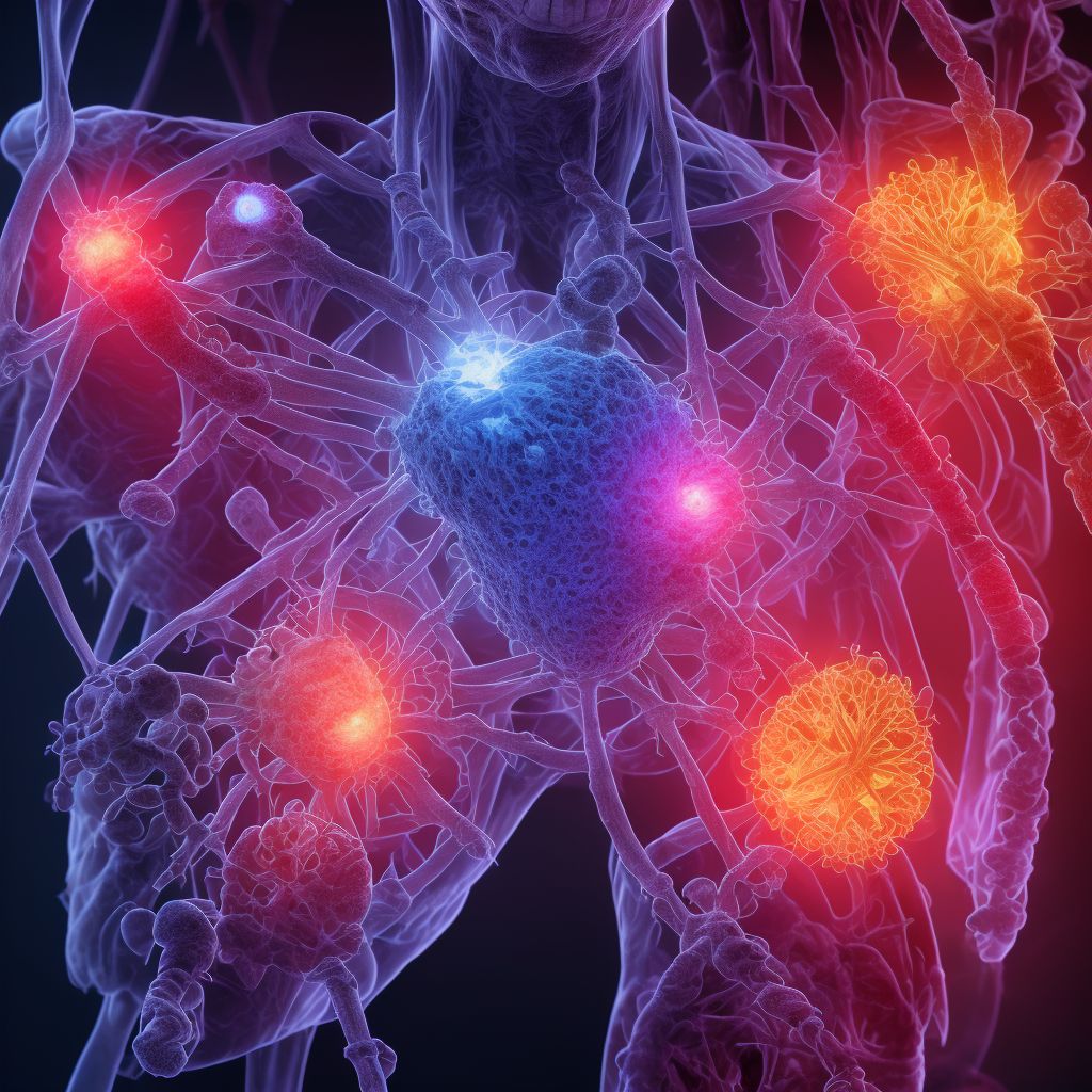 Rheumatoid arthritis of right hip with involvement of other organs and systems digital illustration