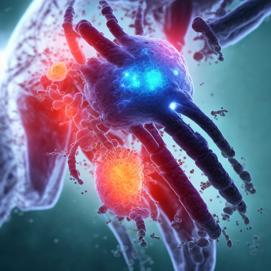 Rheumatoid arthritis of unspecified knee with involvement of other organs and systems digital illustration