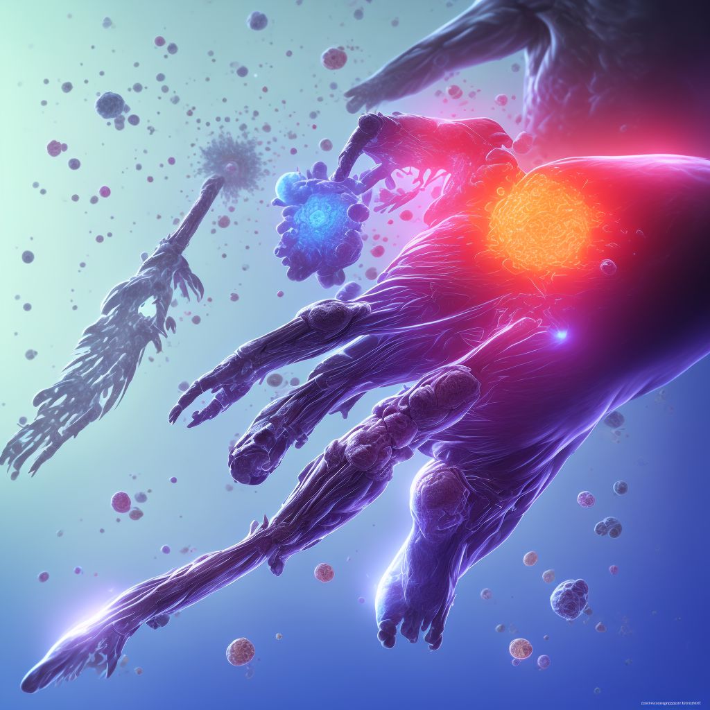 Rheumatoid arthritis of left ankle and foot with involvement of other organs and systems digital illustration