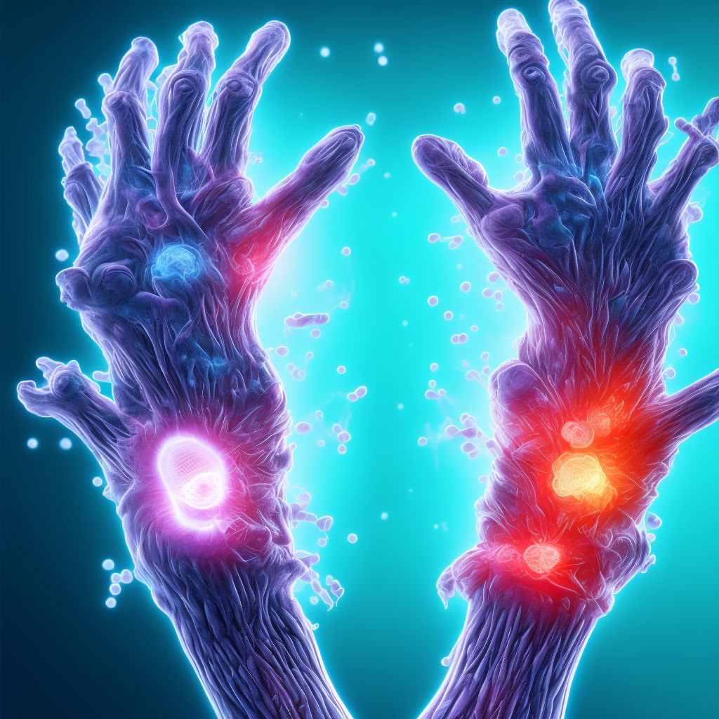 Rheumatoid arthritis with rheumatoid factor of right wrist without organ or systems involvement digital illustration