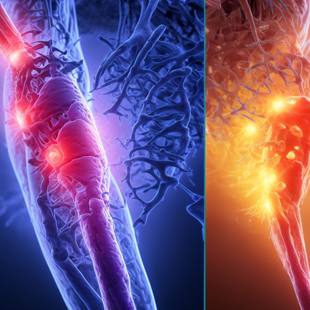 Rheumatoid arthritis with rheumatoid factor of right knee without organ or systems involvement digital illustration