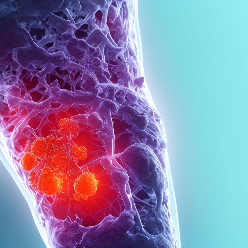 Rheumatoid arthritis with rheumatoid factor of unspecified knee without organ or systems involvement digital illustration