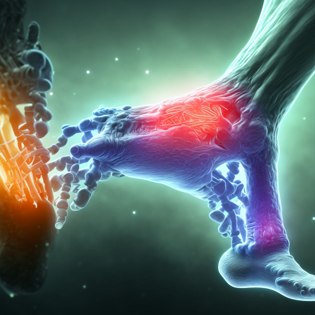 Rheumatoid arthritis with rheumatoid factor of left ankle and foot without organ or systems involvement digital illustration