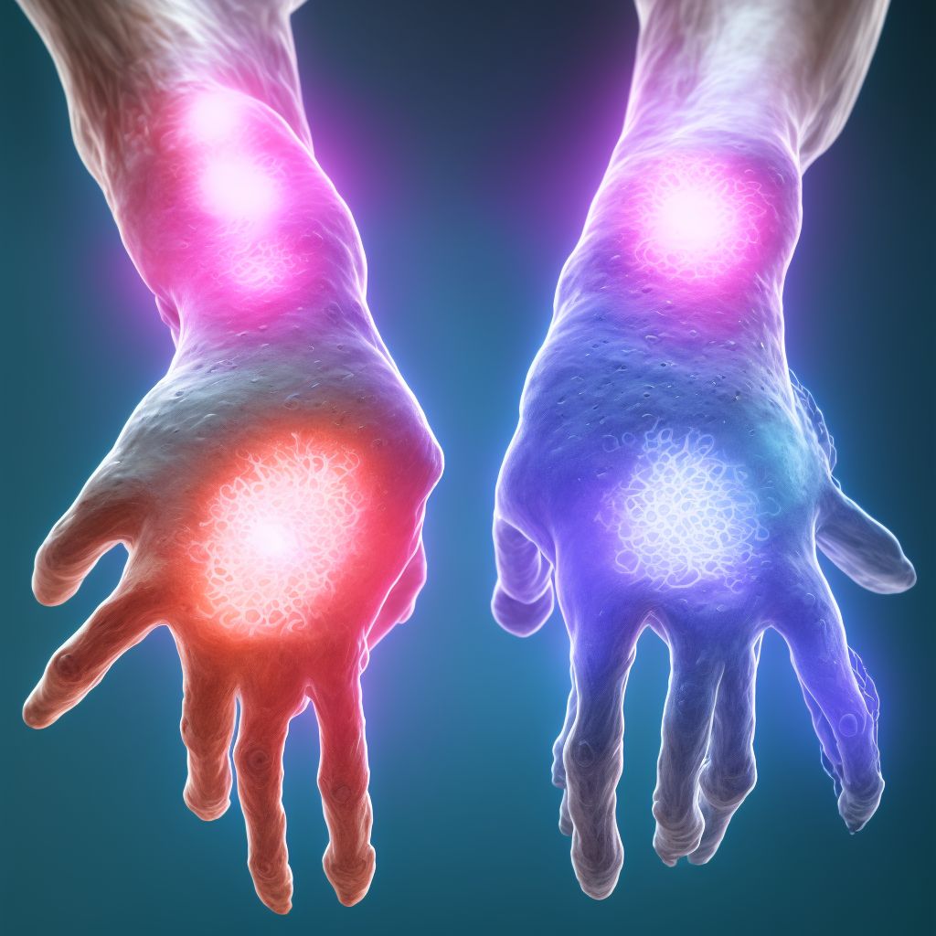 Other rheumatoid arthritis with rheumatoid factor of right wrist digital illustration