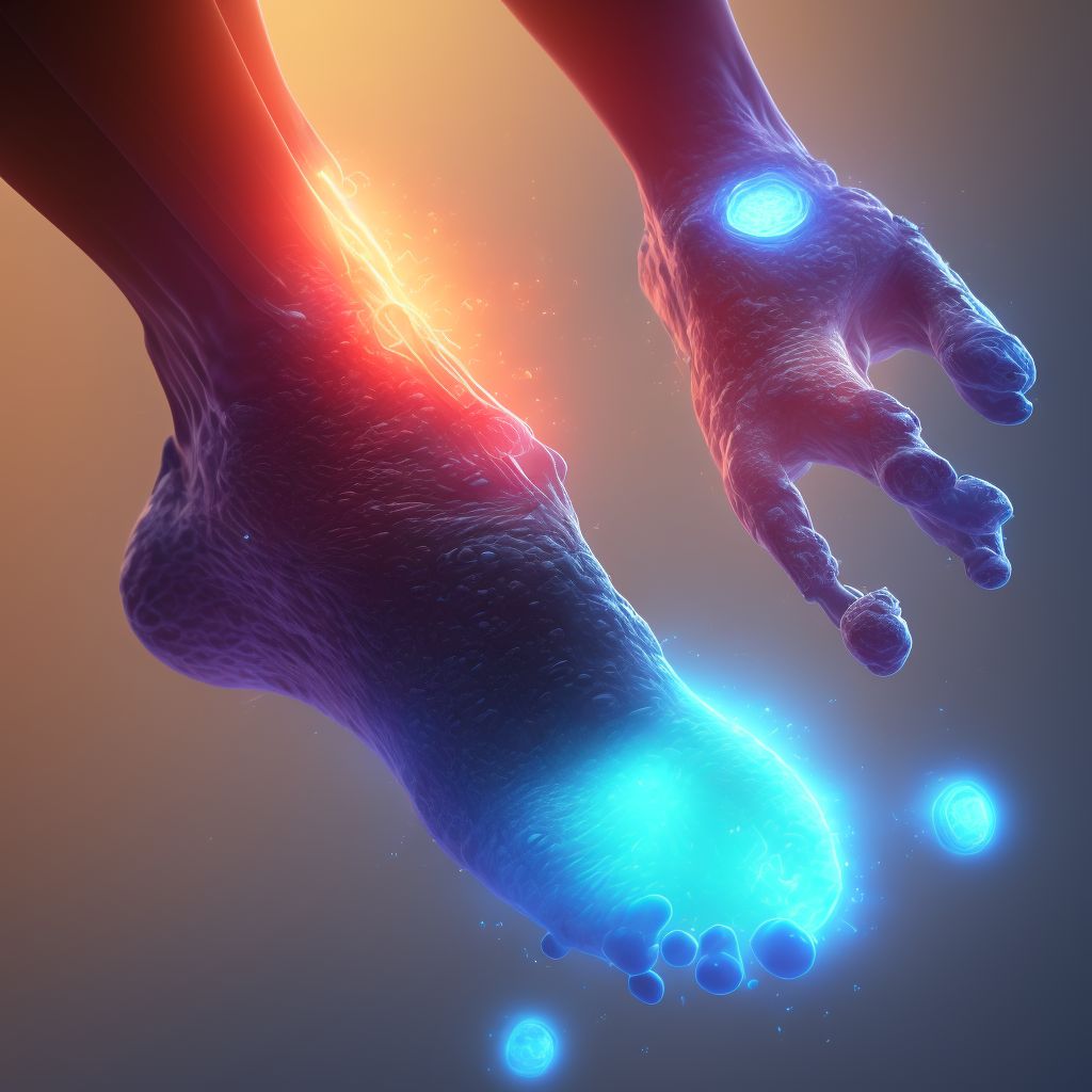 Other rheumatoid arthritis with rheumatoid factor of right ankle and foot digital illustration