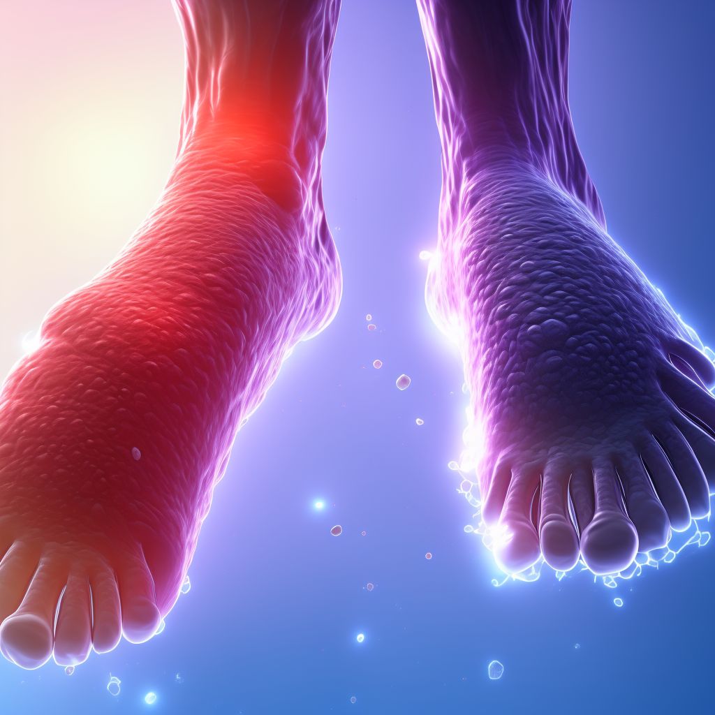 Rheumatoid arthritis without rheumatoid factor, left ankle and foot digital illustration