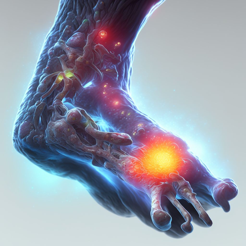 Rheumatoid bursitis, left ankle and foot digital illustration