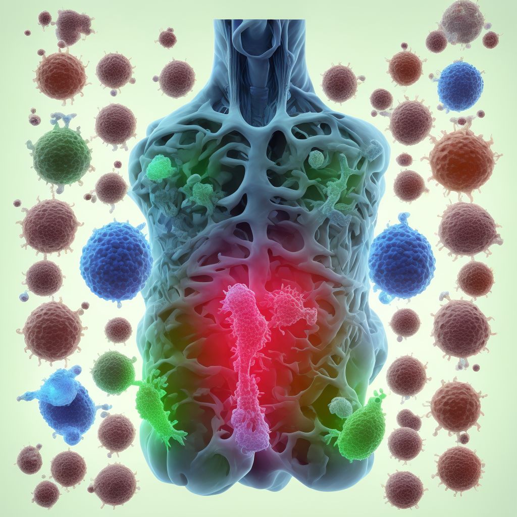 Lead-induced gout, left hip digital illustration