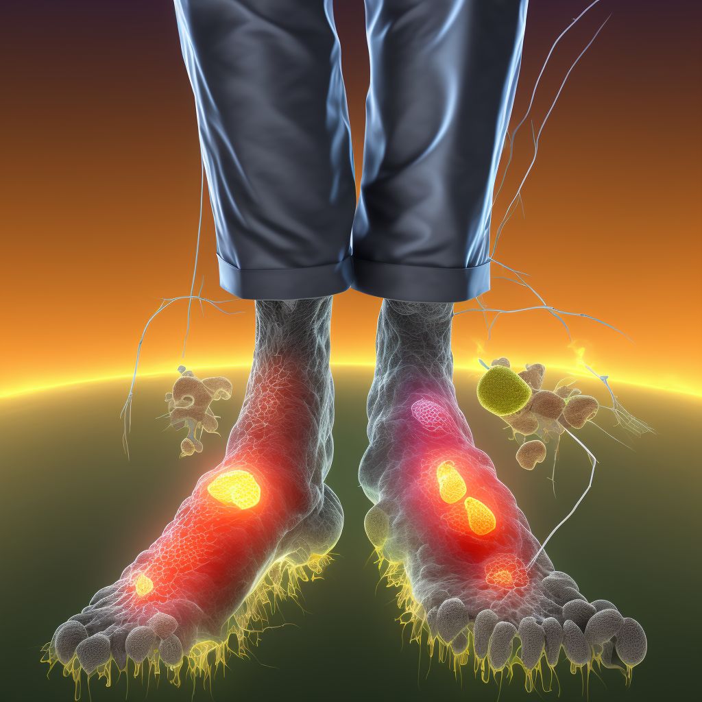 Lead-induced gout, unspecified ankle and foot digital illustration