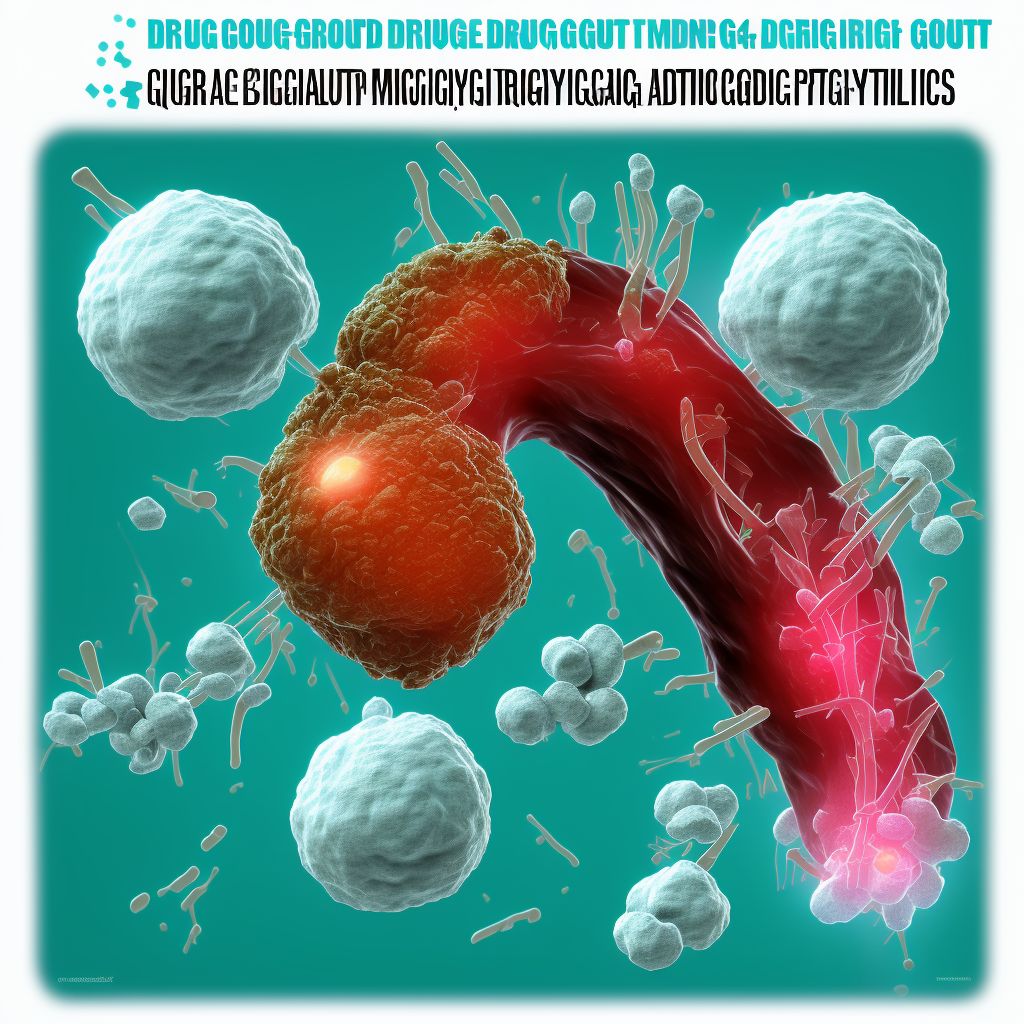 Drug-induced gout, right knee digital illustration