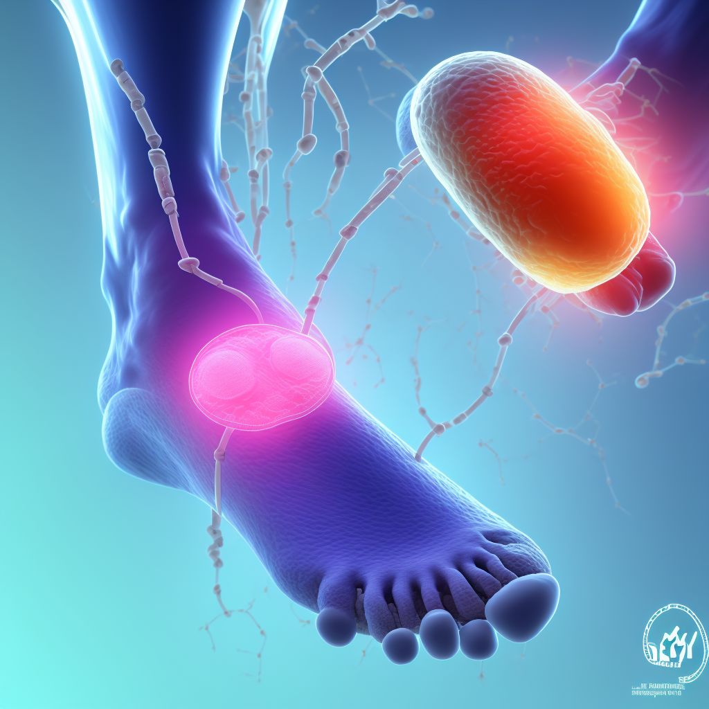 Gout due to renal impairment, left ankle and foot digital illustration