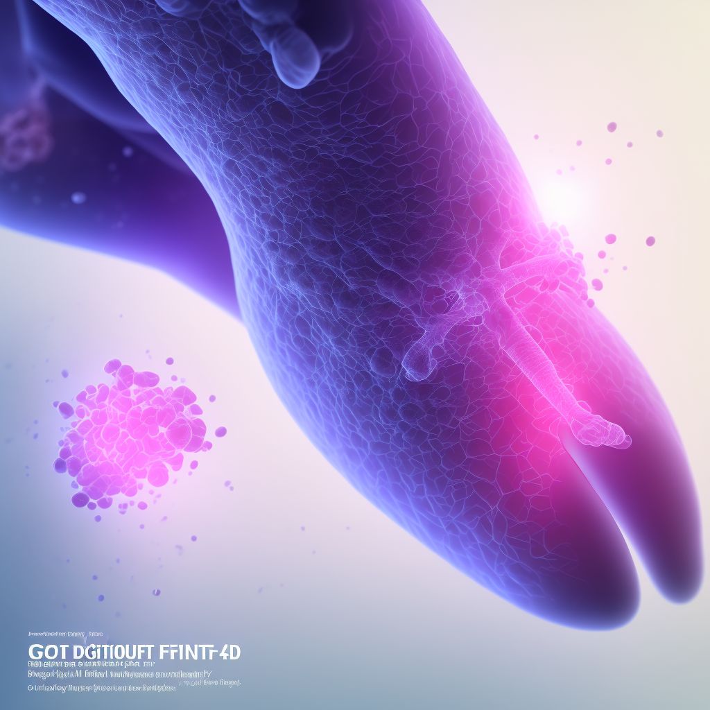 Gout due to renal impairment, unspecified ankle and foot digital illustration