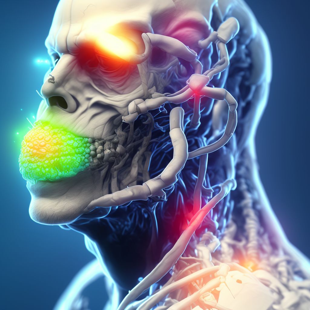 Other secondary gout, left knee digital illustration