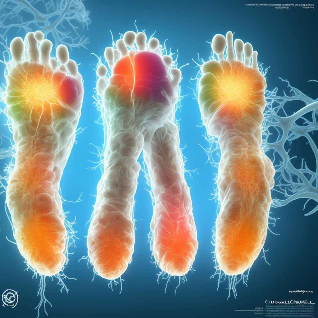 Familial chondrocalcinosis, left ankle and foot digital illustration