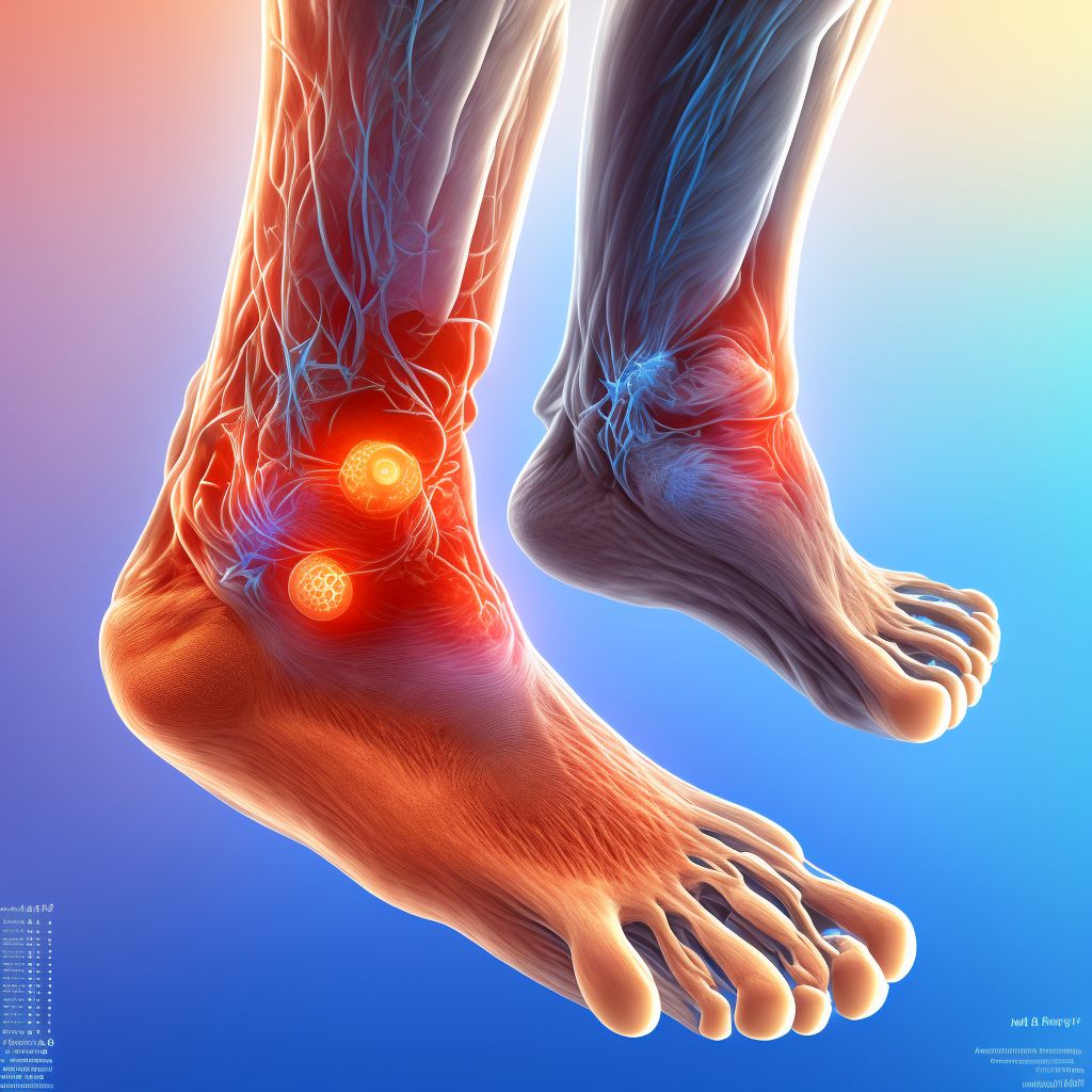 Chronic postrheumatic arthropathy [Jaccoud], right ankle and foot digital illustration