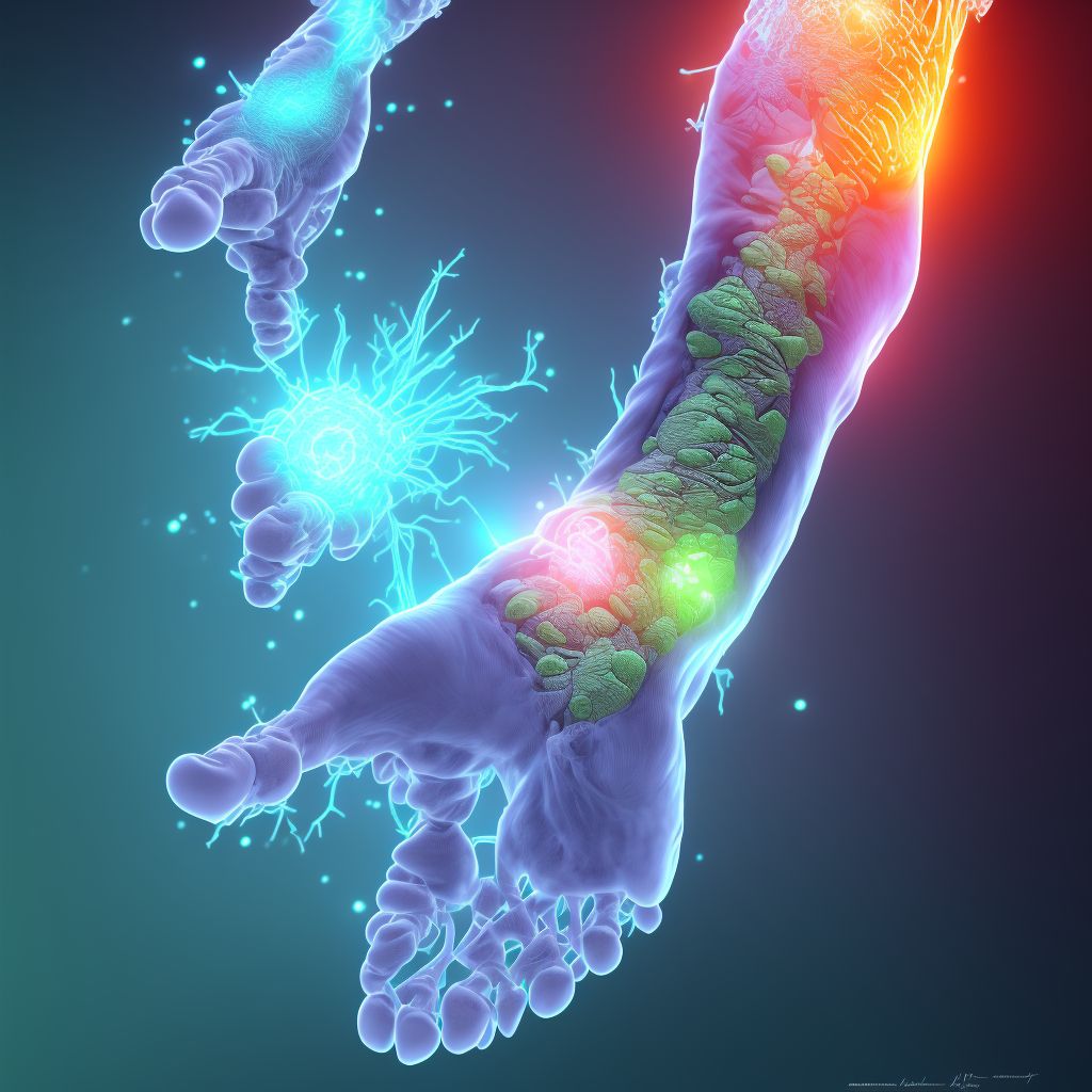 Chronic postrheumatic arthropathy [Jaccoud], left ankle and foot digital illustration