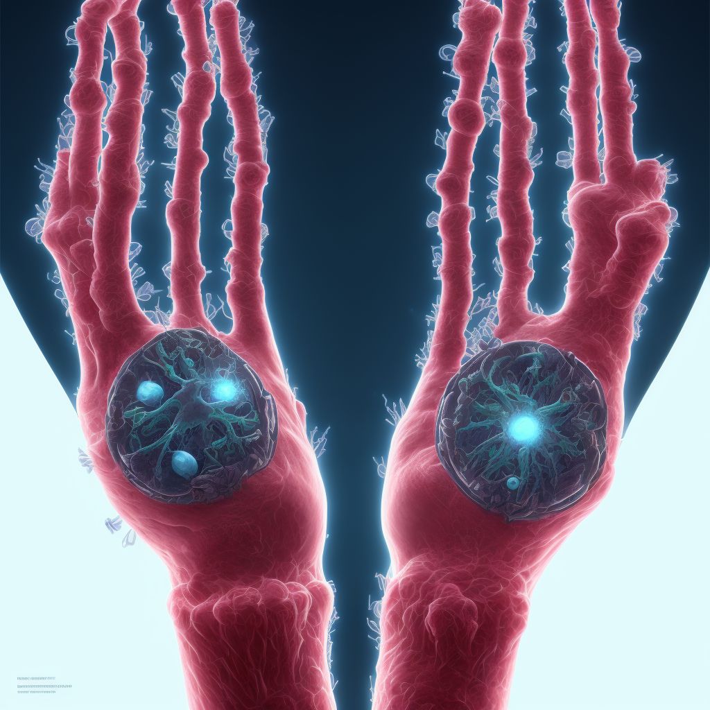 Palindromic rheumatism, right wrist digital illustration