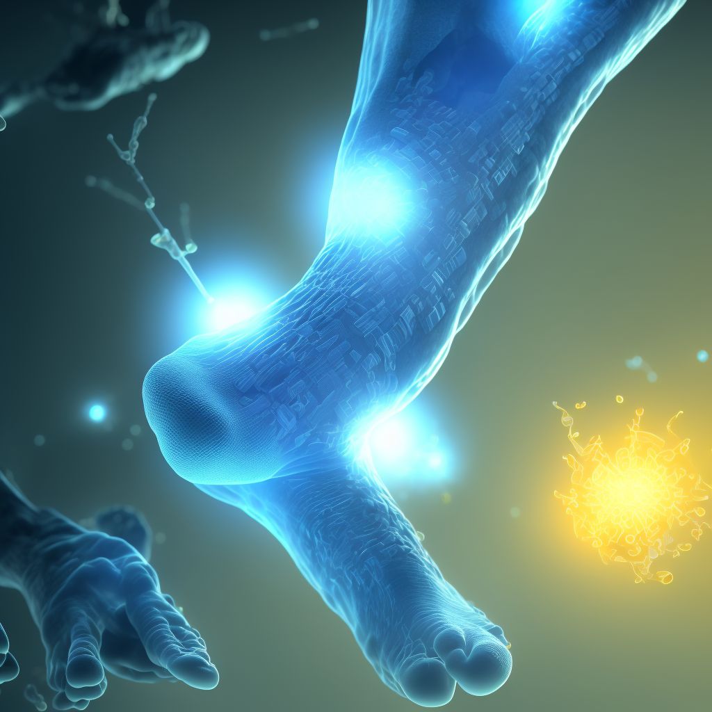 Palindromic rheumatism, left ankle and foot digital illustration