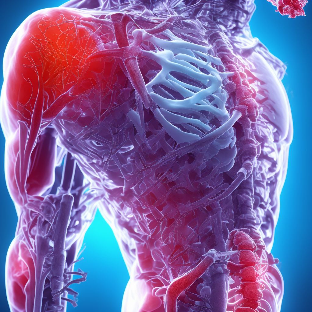 Arthropathies in other specified diseases classified elsewhere, left shoulder digital illustration