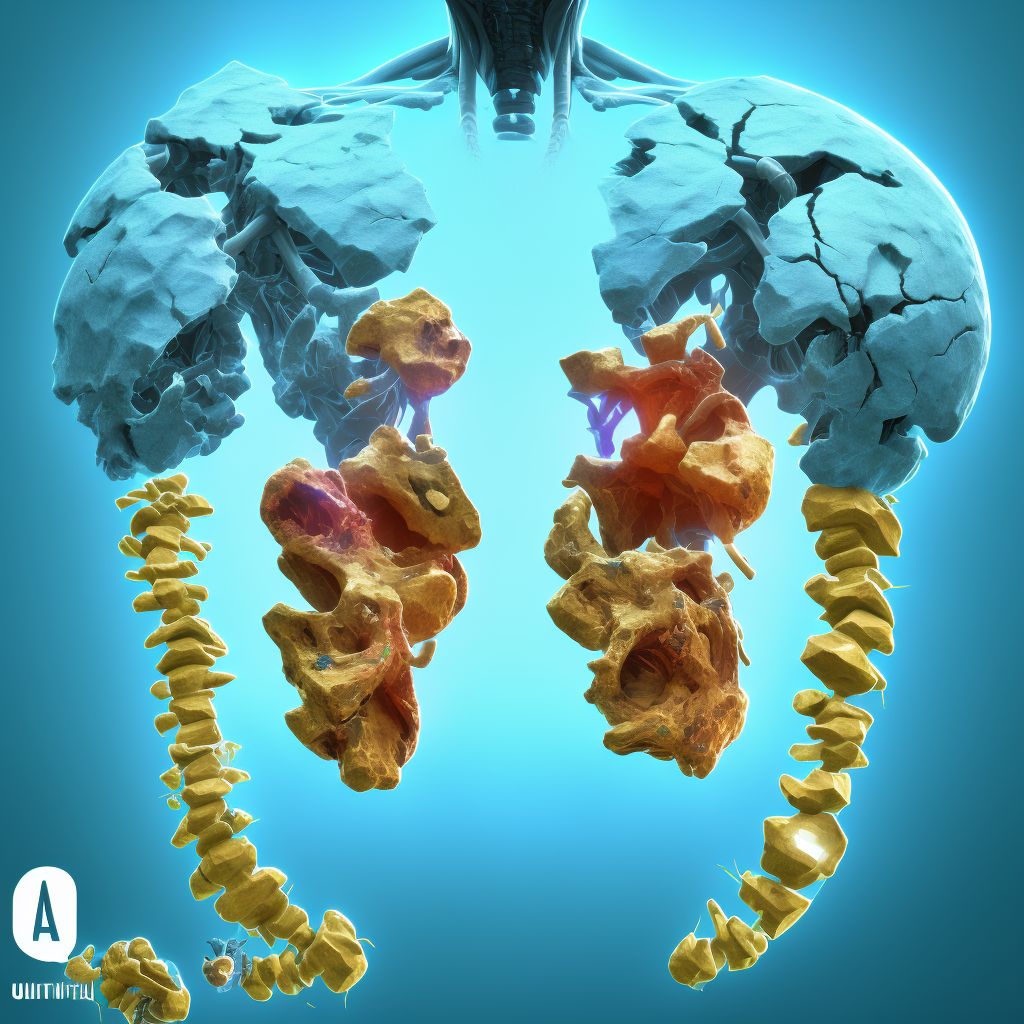 Unilateral post-traumatic osteoarthritis, left hip digital illustration