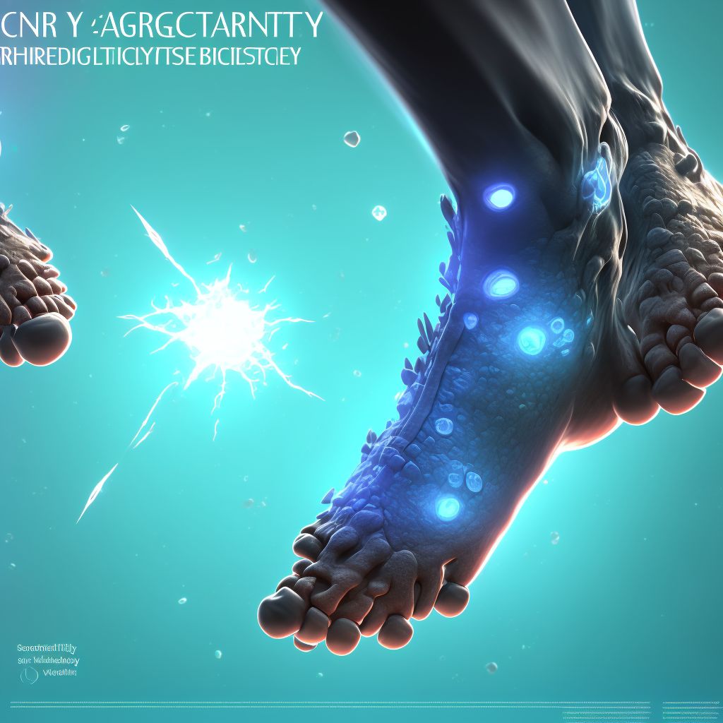 Secondary osteoarthritis, right ankle and foot digital illustration