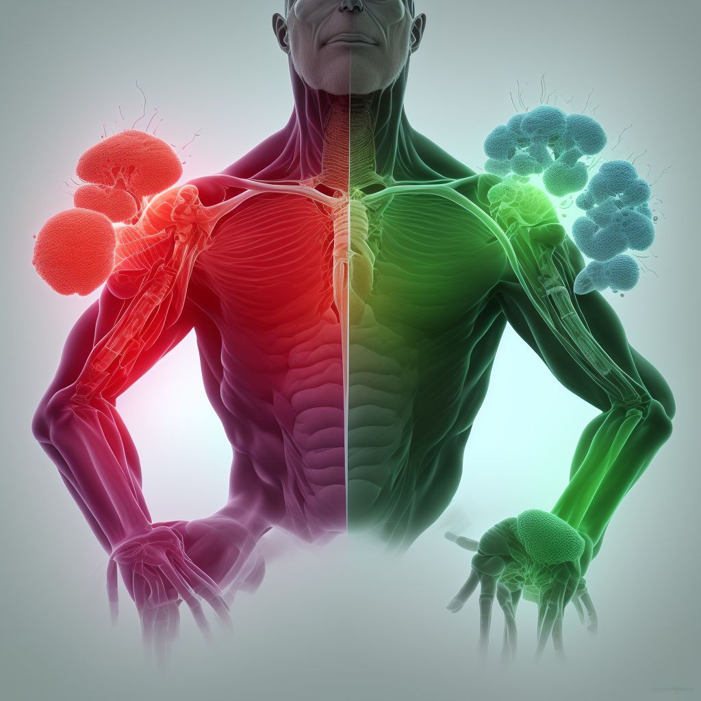 Idiopathic chronic gout, right elbow, with tophus (tophi) digital illustration