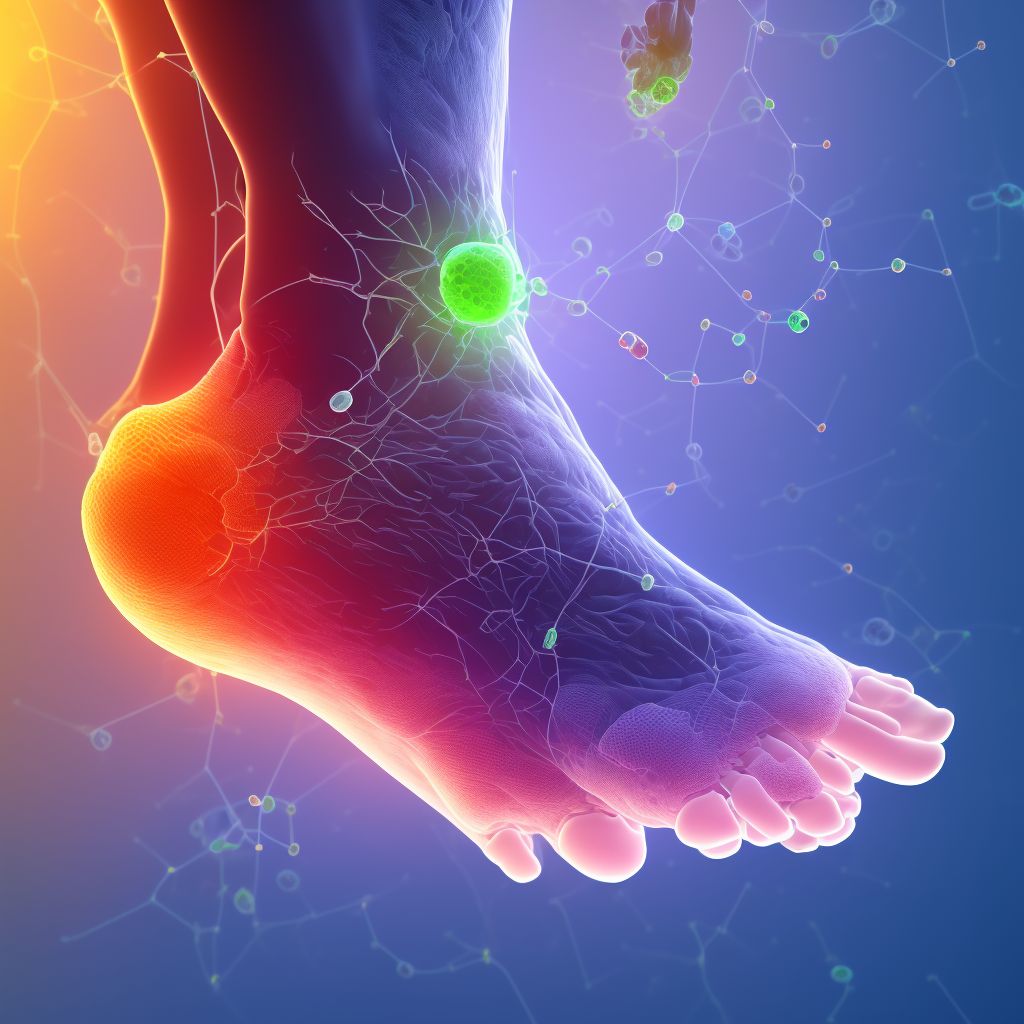 Idiopathic chronic gout, left ankle and foot, without tophus (tophi) digital illustration