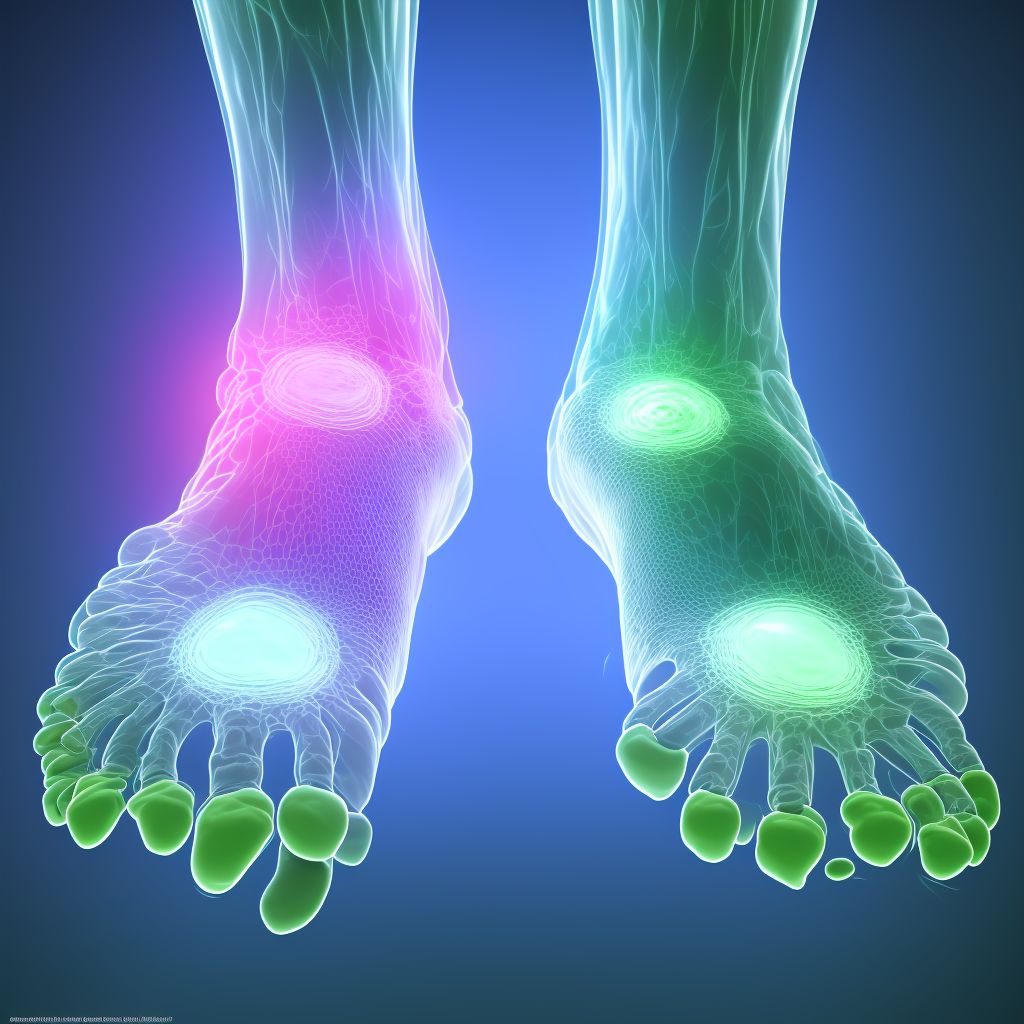 Idiopathic chronic gout, left ankle and foot, with tophus (tophi) digital illustration