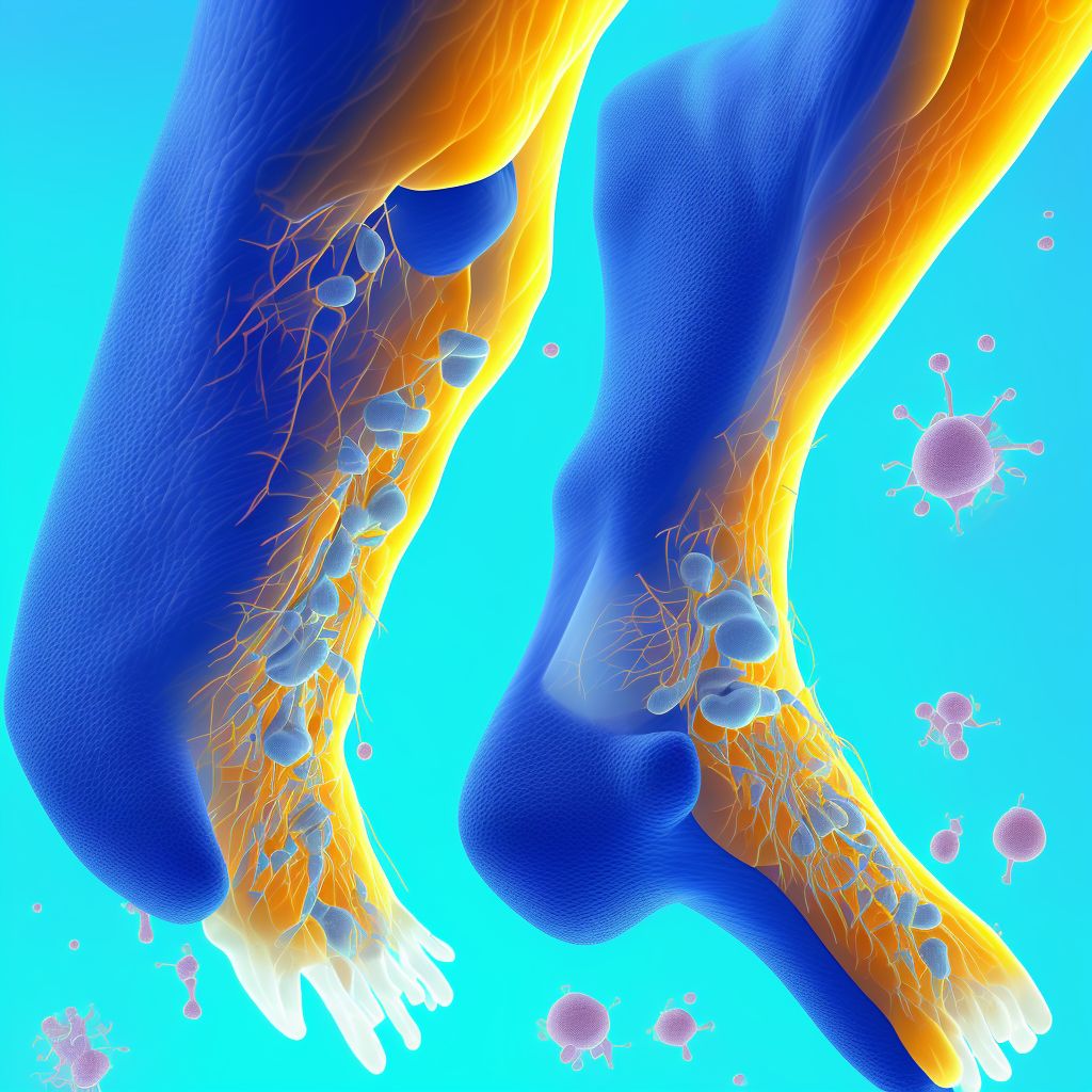 Idiopathic chronic gout, unspecified ankle and foot, without tophus (tophi) digital illustration