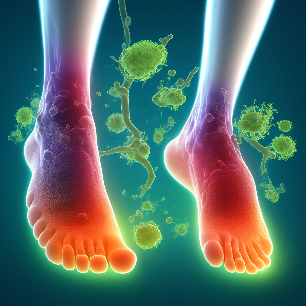 Idiopathic chronic gout, unspecified ankle and foot, with tophus (tophi) digital illustration