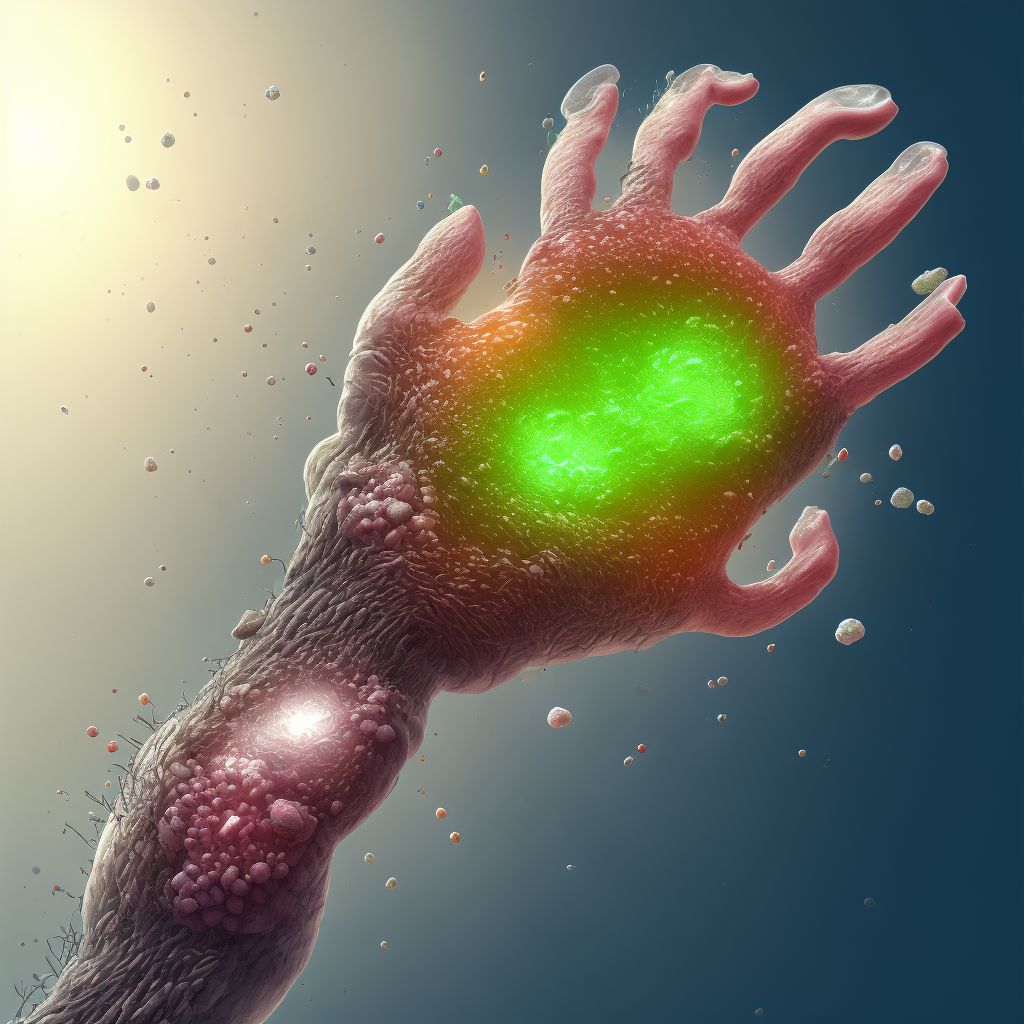 Lead-induced chronic gout, unspecified hand, with tophus (tophi) digital illustration