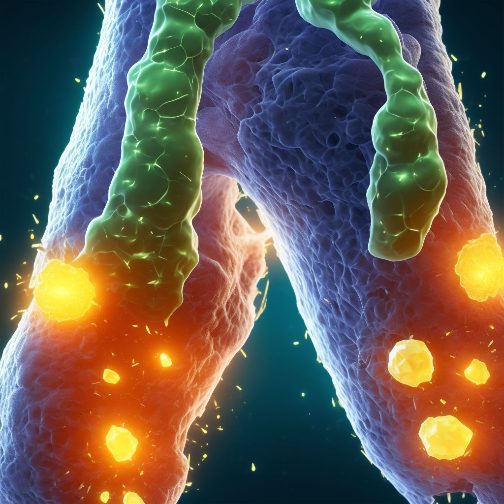 Lead-induced chronic gout, right knee, without tophus (tophi) digital illustration