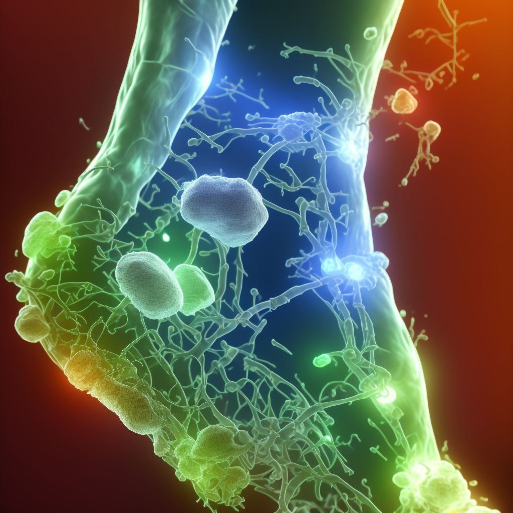 Lead-induced chronic gout, left ankle and foot, without tophus (tophi) digital illustration