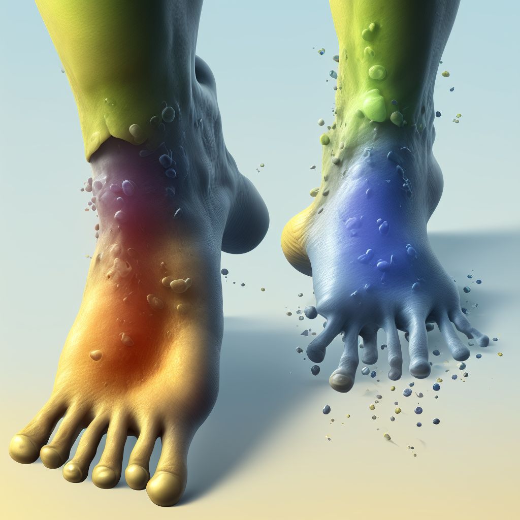 Lead-induced chronic gout, left ankle and foot, with tophus (tophi) digital illustration