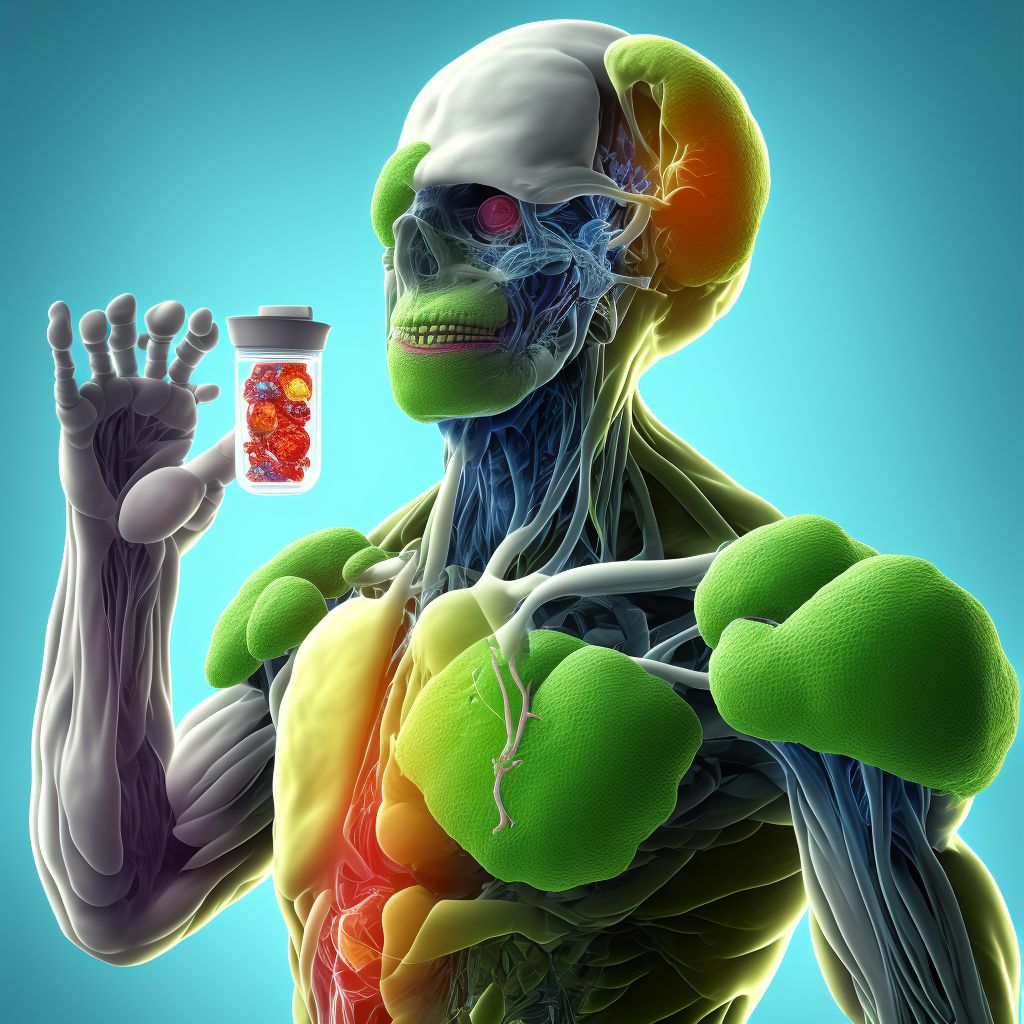 Drug-induced chronic gout, right elbow, with tophus (tophi) digital illustration